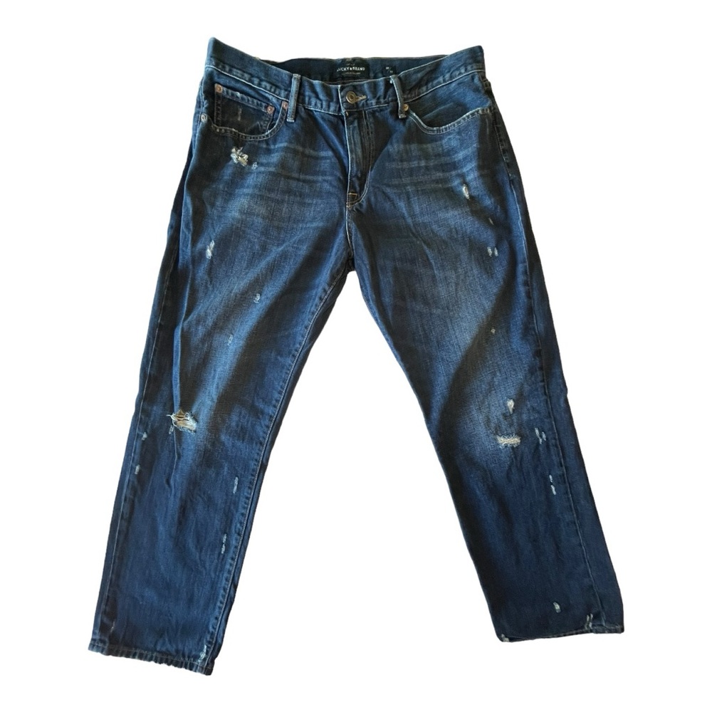 Lucky Brand Original Straight Leg Jeans, 38 X 30 light distressing - Picture 1 of 8